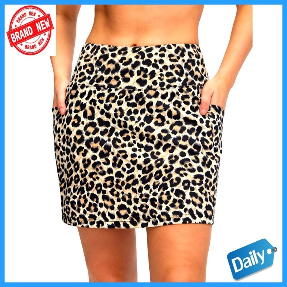 High Waisted Athletic Skort with 4 Pockets, Stretchy Fabric for Golf Tennis